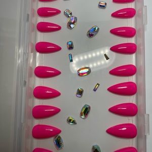 Hot pink custom acrylic PressOn nails